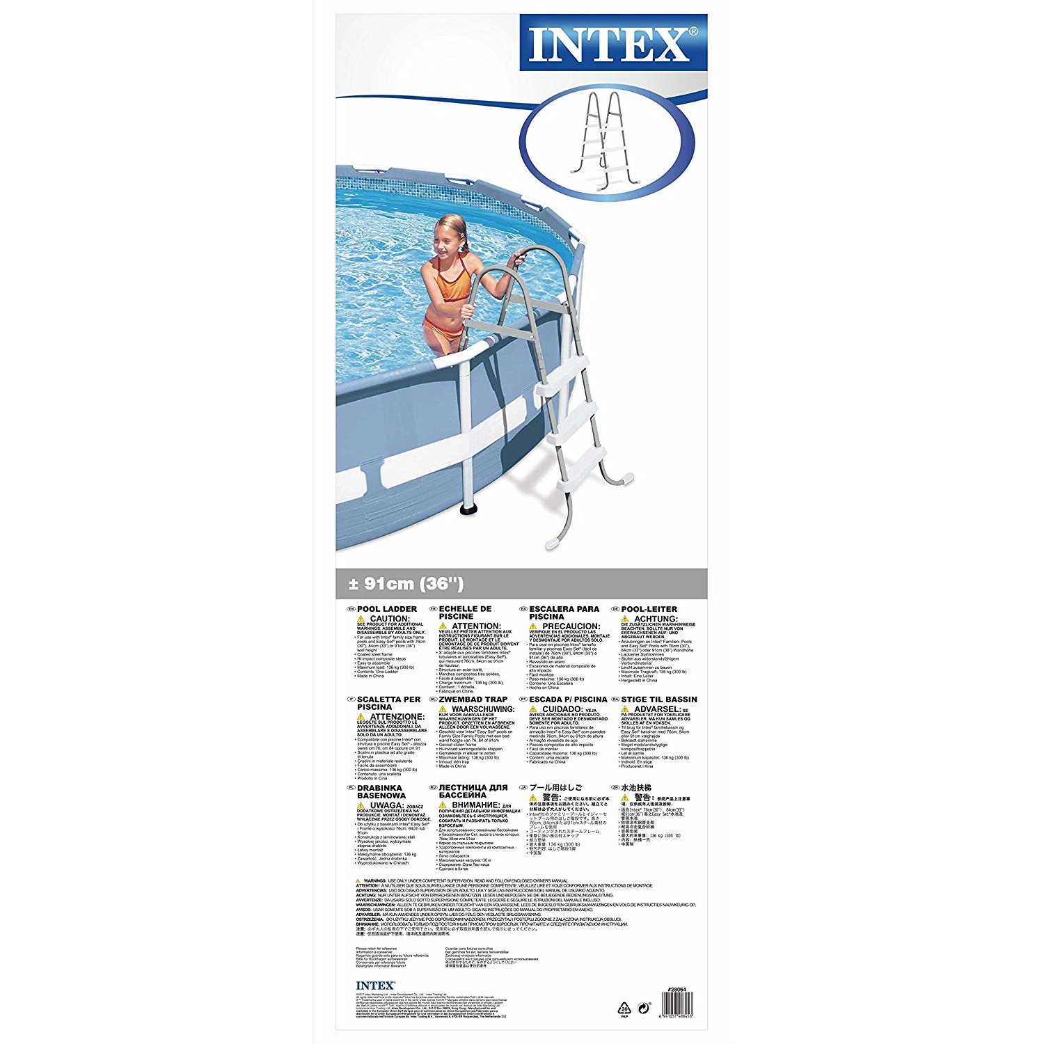 Intex 28064 Sicherheitsleiter für Pools von 91cm Höhe