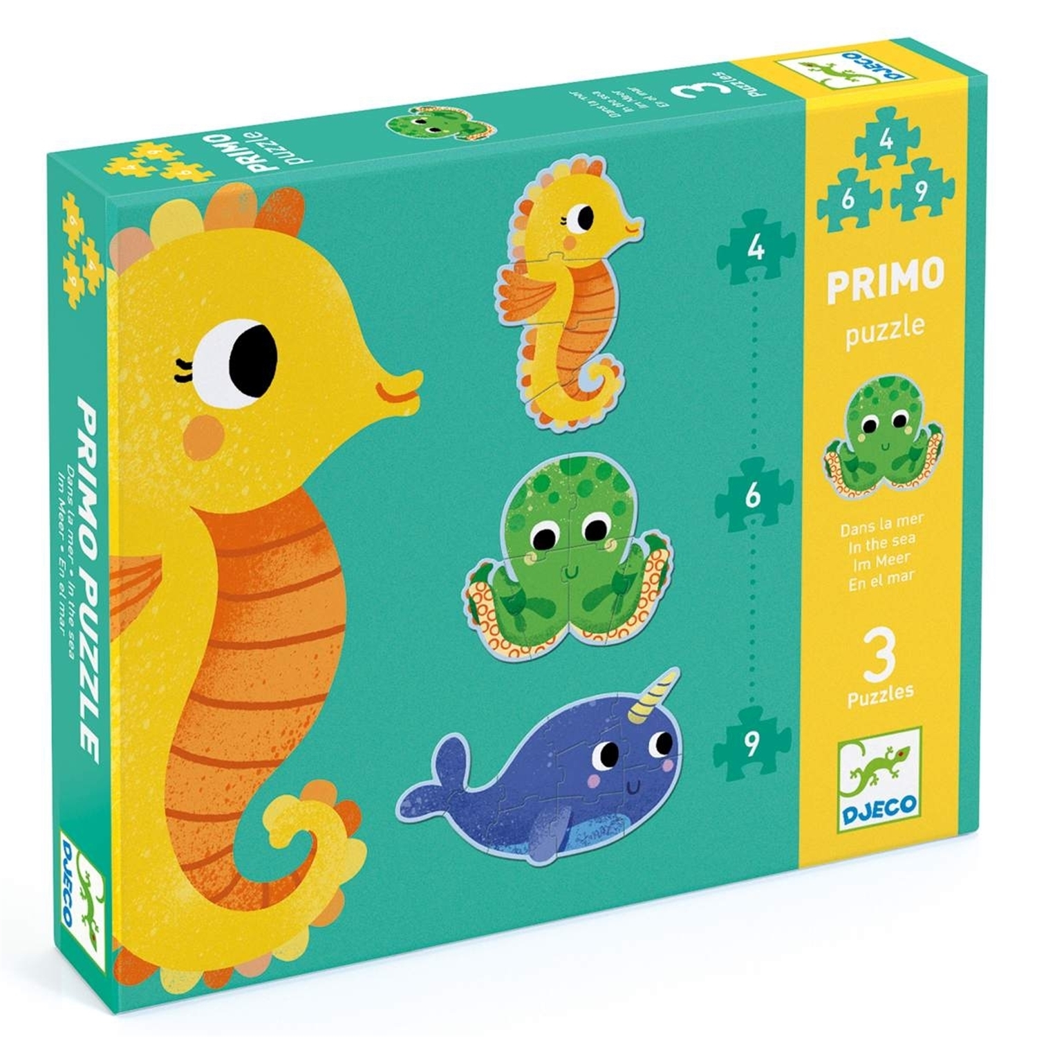 Djeco DJ07144 Erstes Puzzlen - Im Meer 4,6,9 Teile