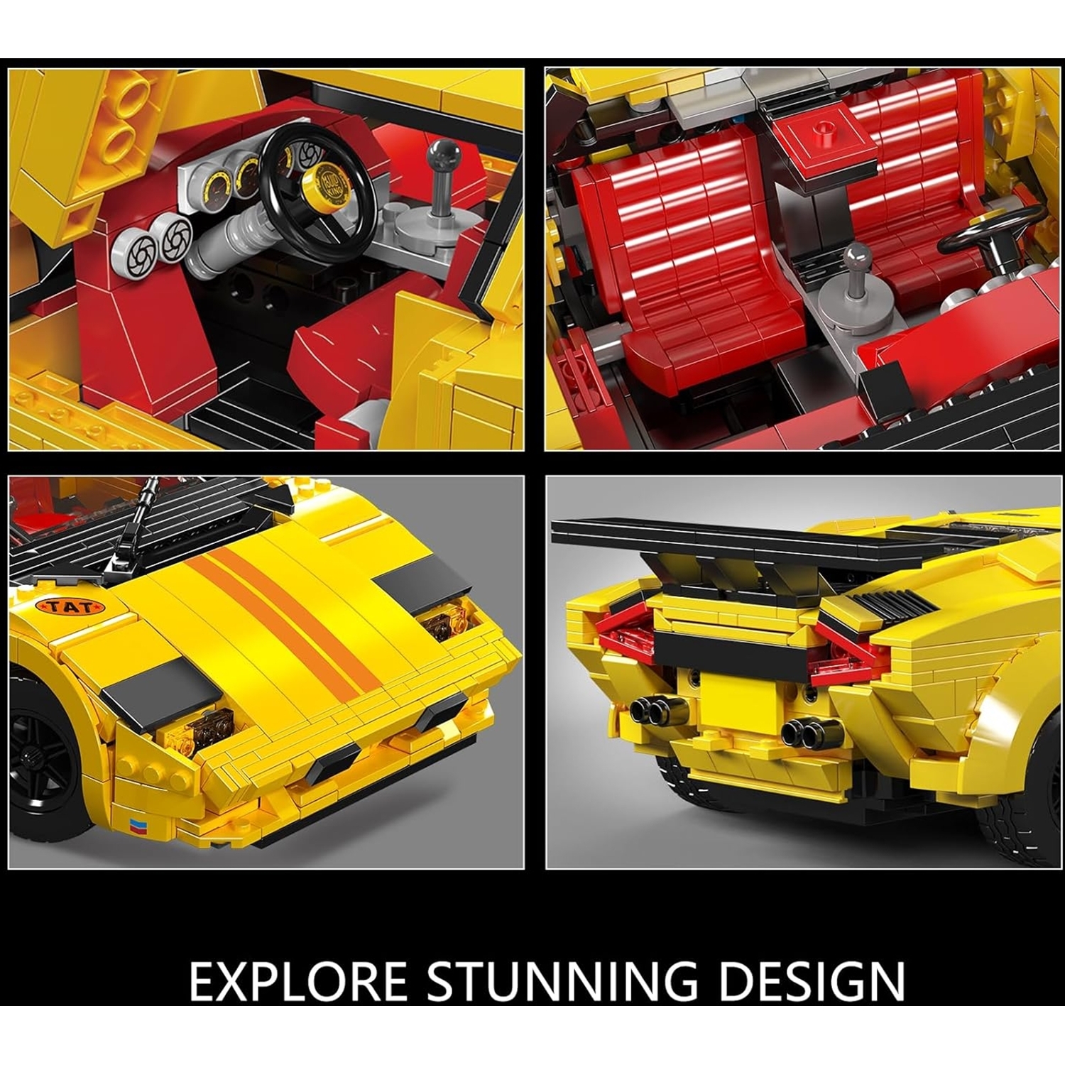 Mould King 13195 RC Sportwagen Lambo-Coutach gelb