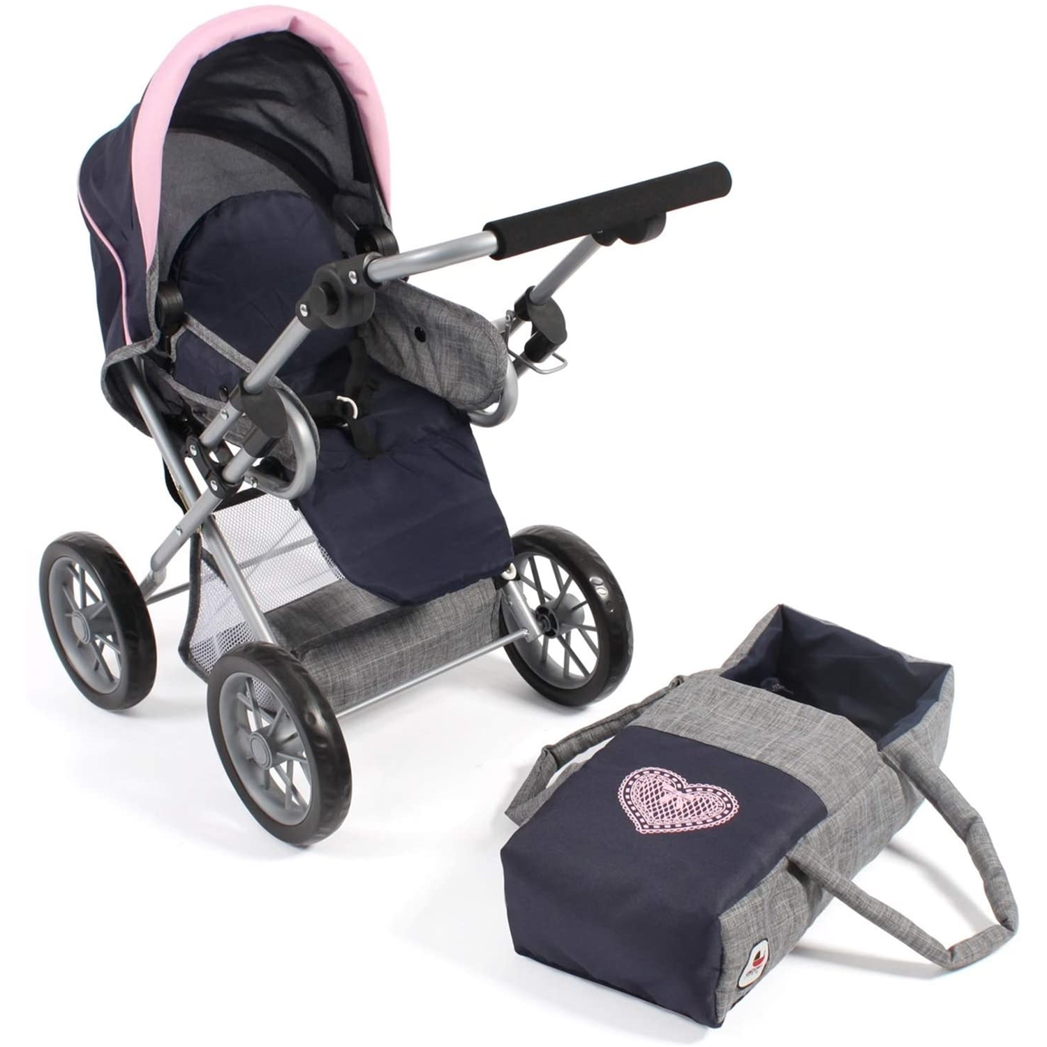 Bayer Chic 2000 560 26 Kombi-Puppenwagen "LENI" Melange grau-navy