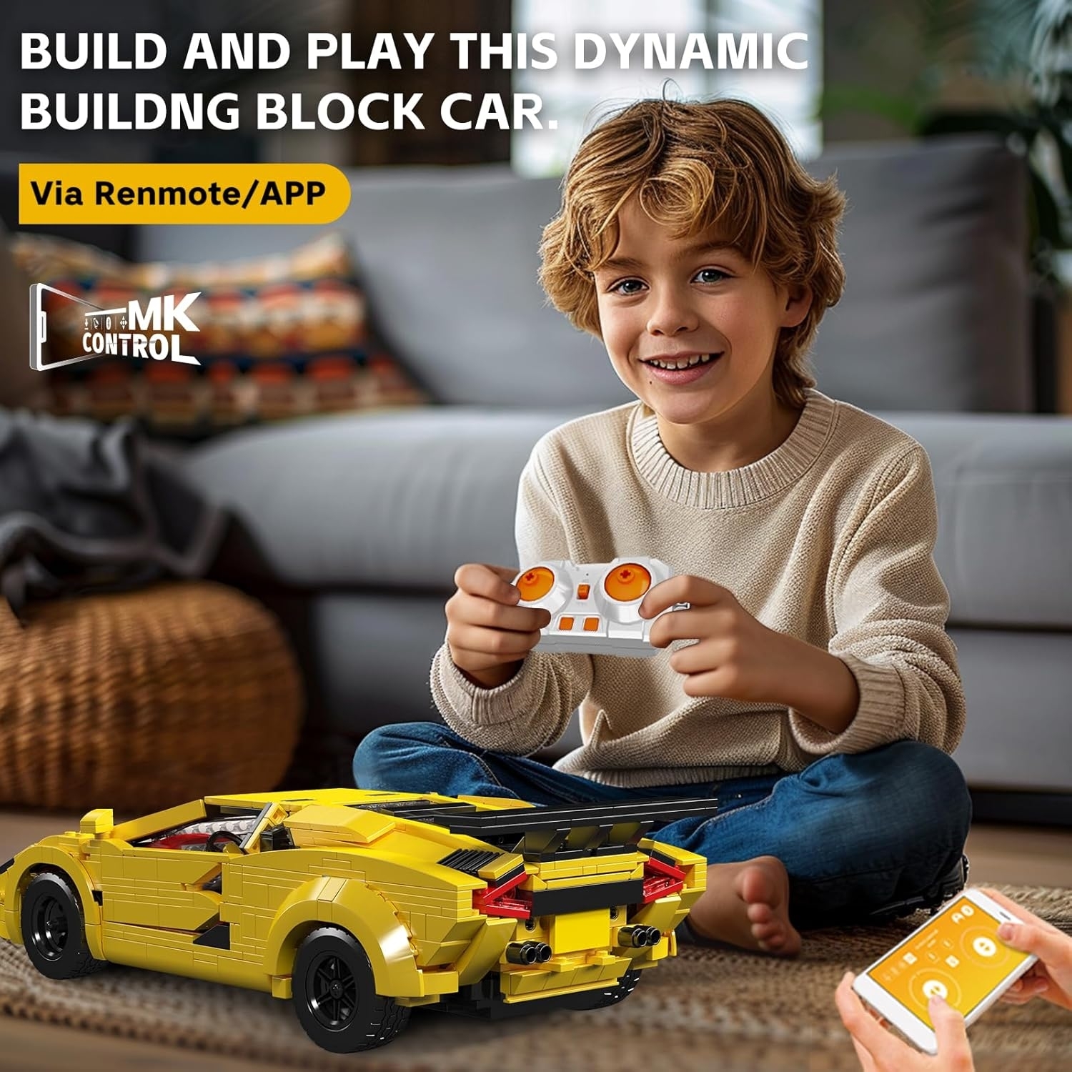 Mould King 13195 RC Sportwagen Lambo-Coutach gelb