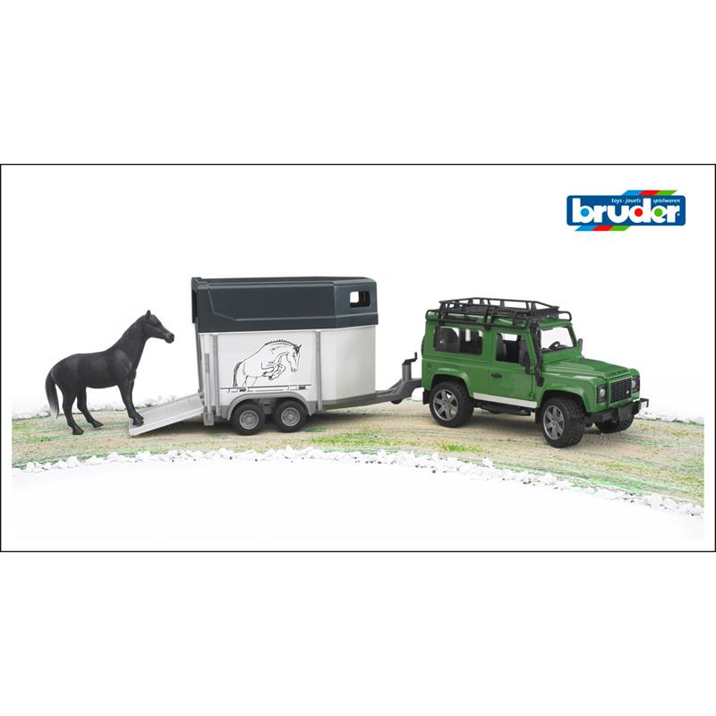Bruder 02592 Land Rover Defender Anhaenger mit Pferd
