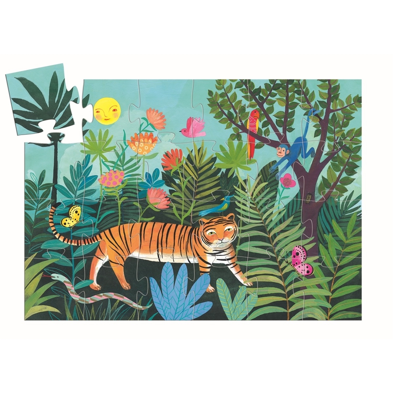 Djeco DJ07201 Formen Puzzle - Der Tiger geht spazieren, 24-tlg.