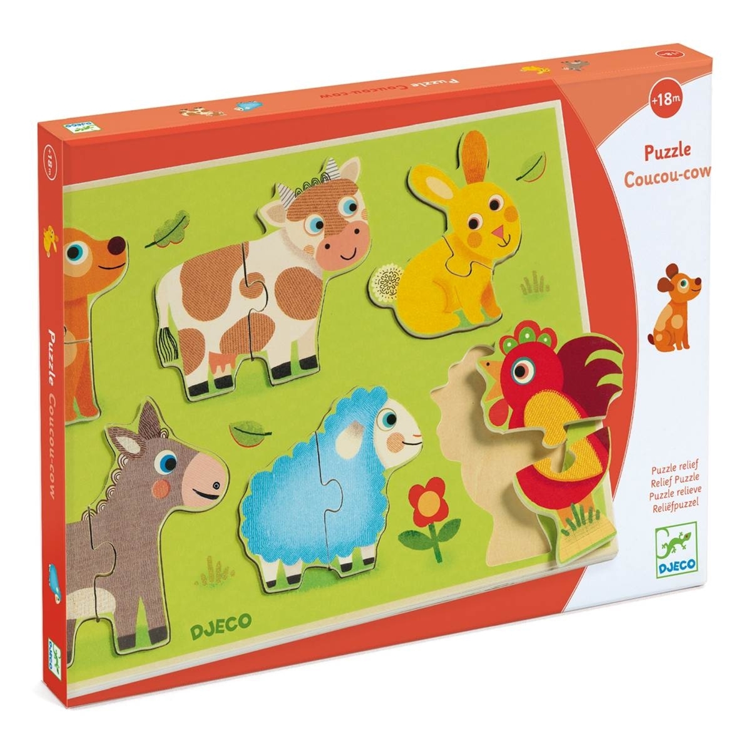 Djeco DJ01259 Holzpuzzle: Coucou cow *