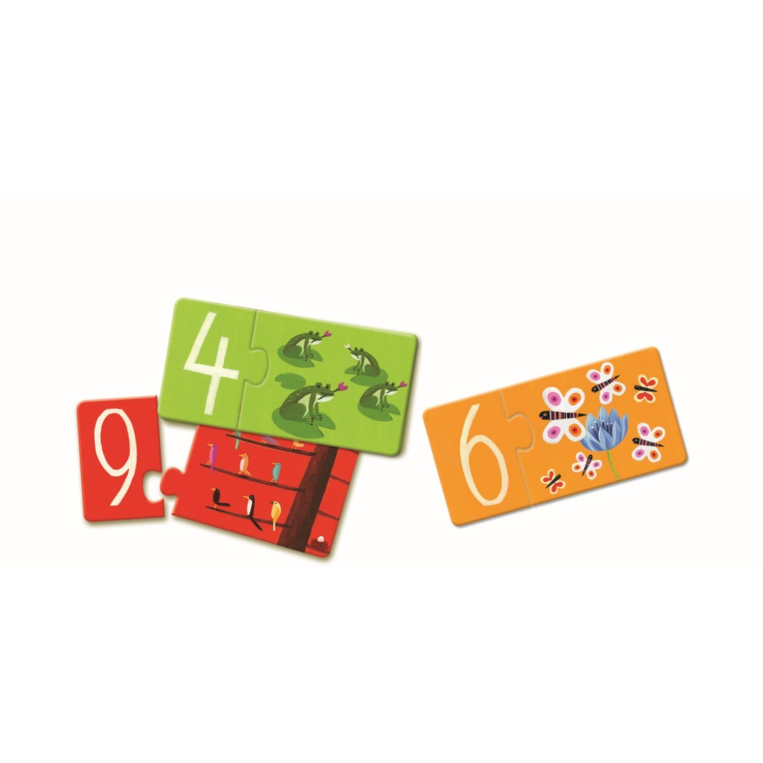 Djeco DJ08151 Lernspiel- Puzzle duo/trio: Zahlen