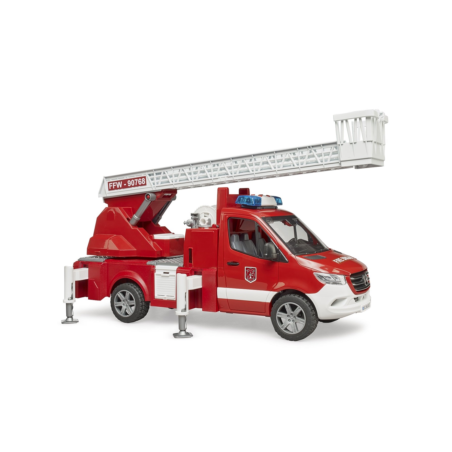 Bruder 02673 MB Sprinter Feuerwehr m. Drehleiter, Pumpe und L+S