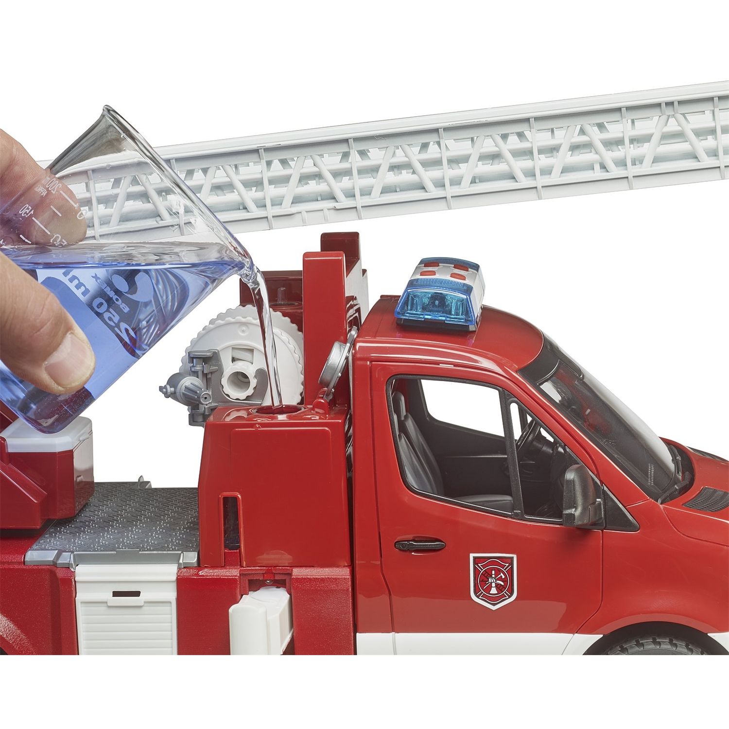 Bruder 02673 MB Sprinter Feuerwehr m. Drehleiter, Pumpe und L+S