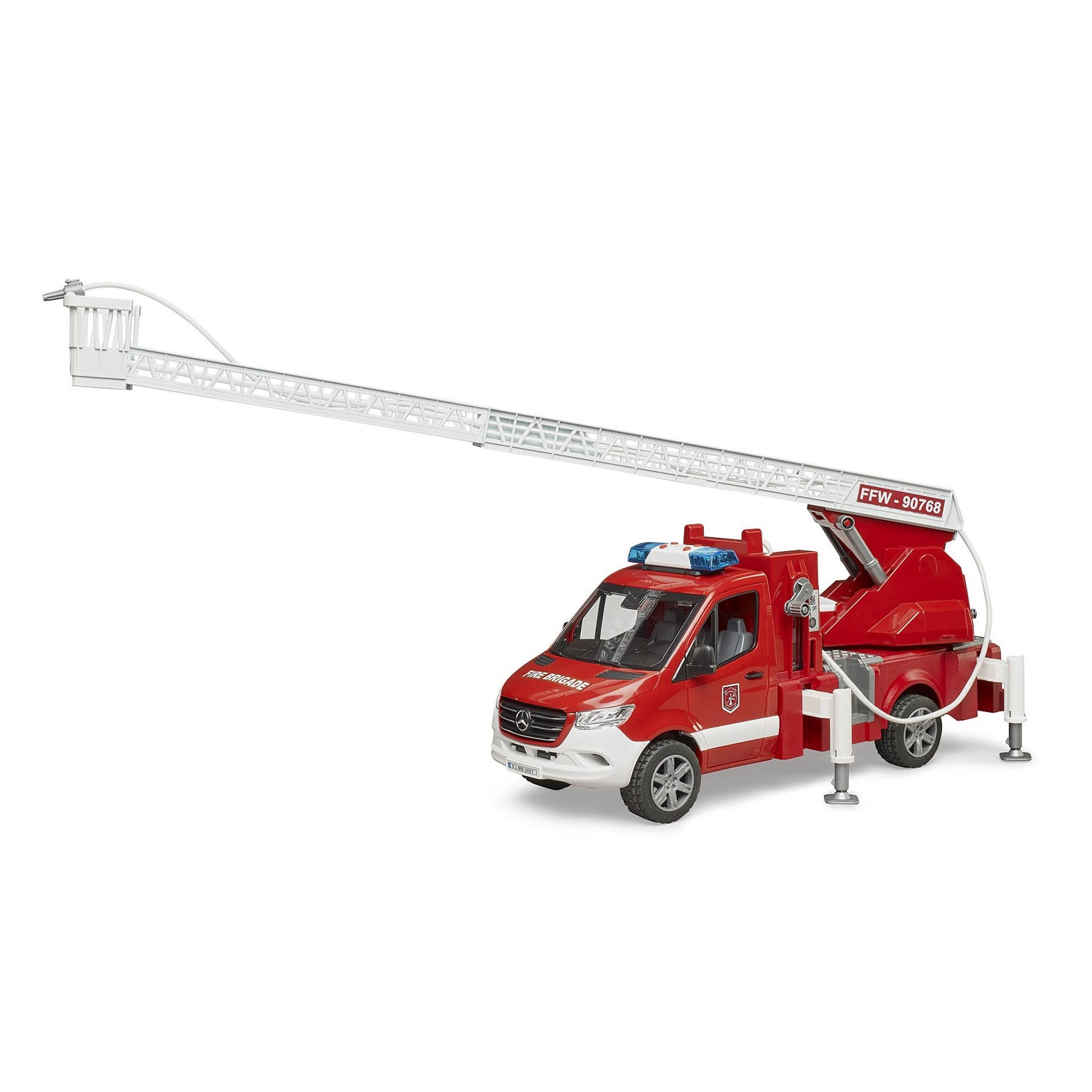 Bruder 02673 MB Sprinter Feuerwehr m. Drehleiter, Pumpe und L+S