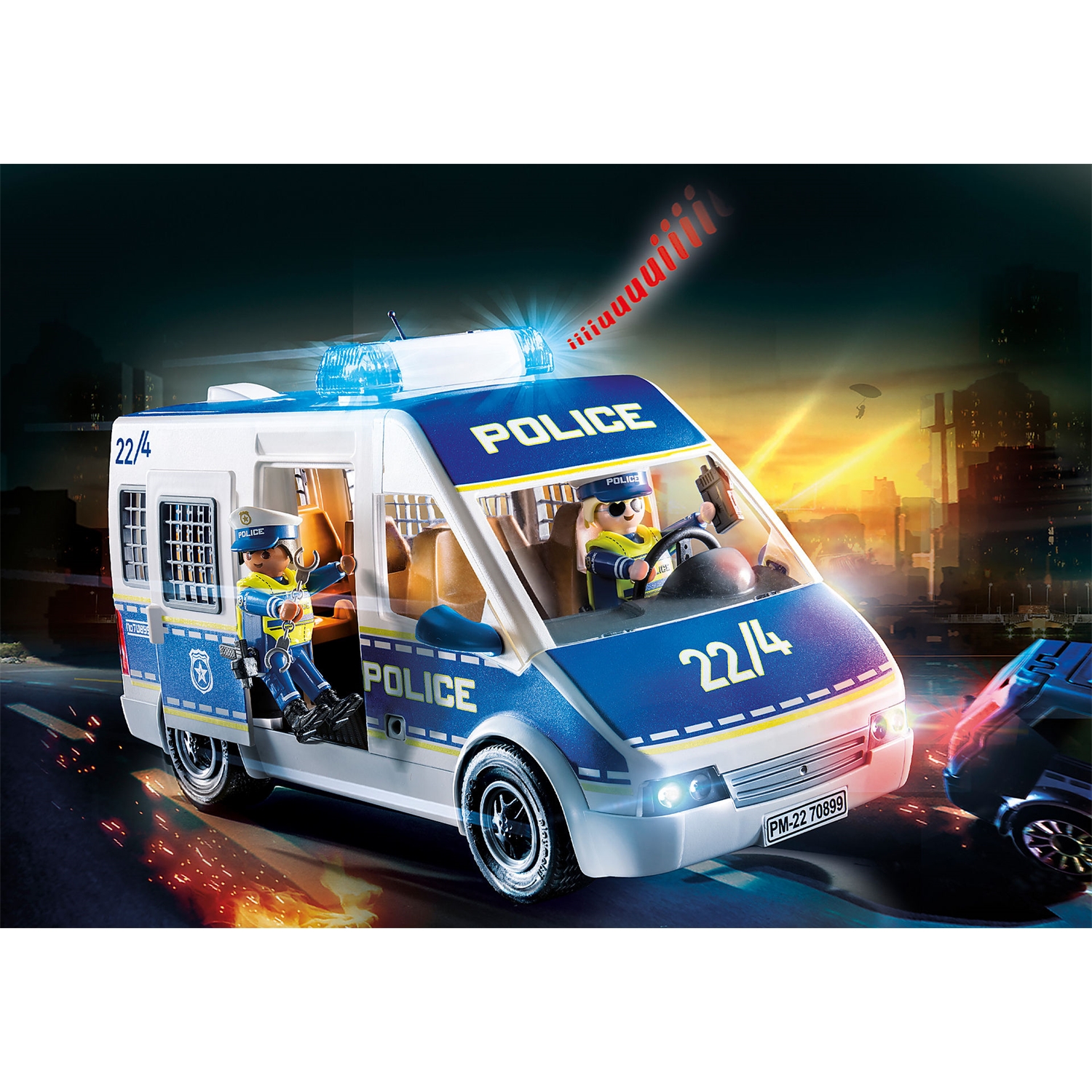 PLAYMOBIL 70899 Polizei-Mannschaftswagen mit Licht und Sound