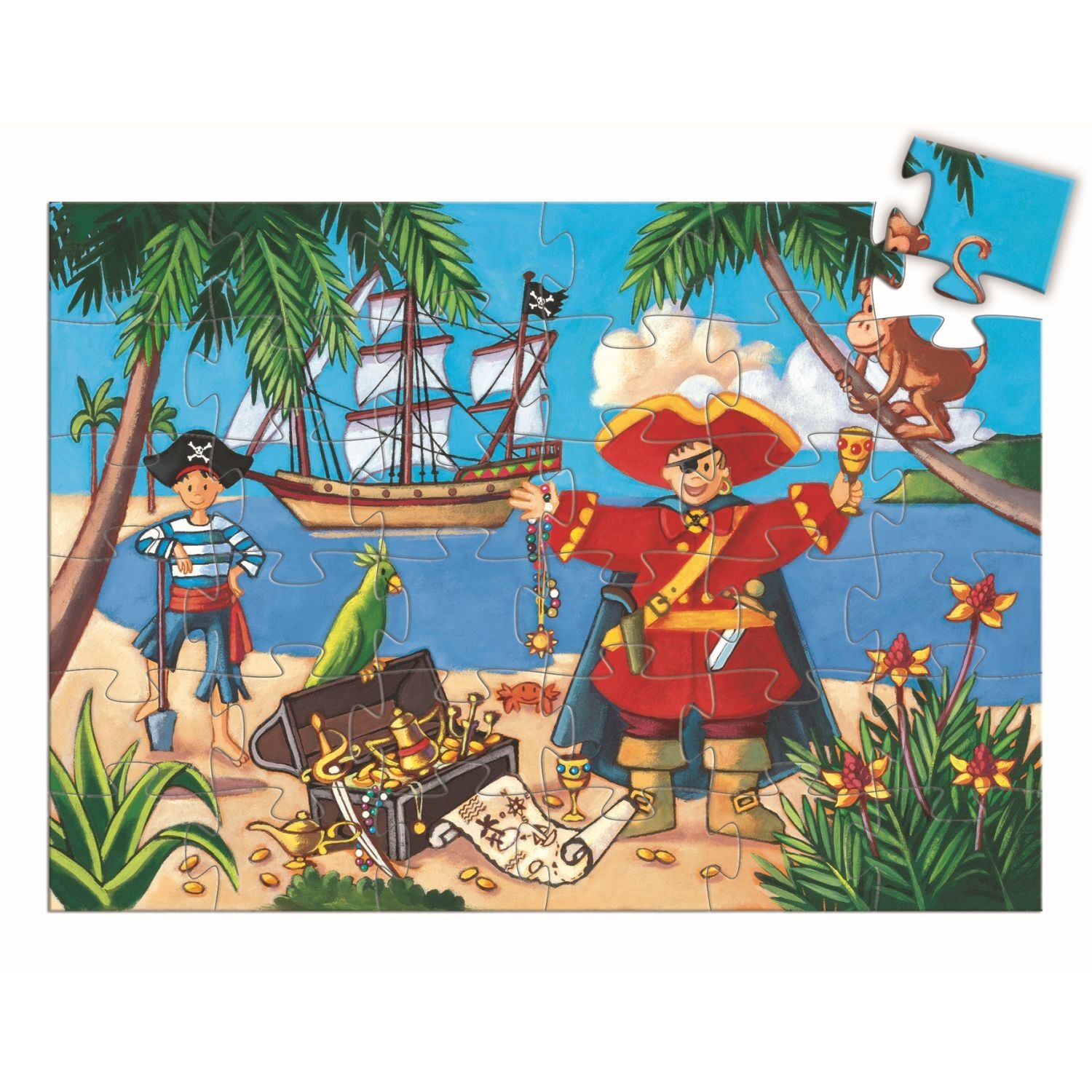 Djeco DJ07220 Formen Puzzle: The pirate and his treasure