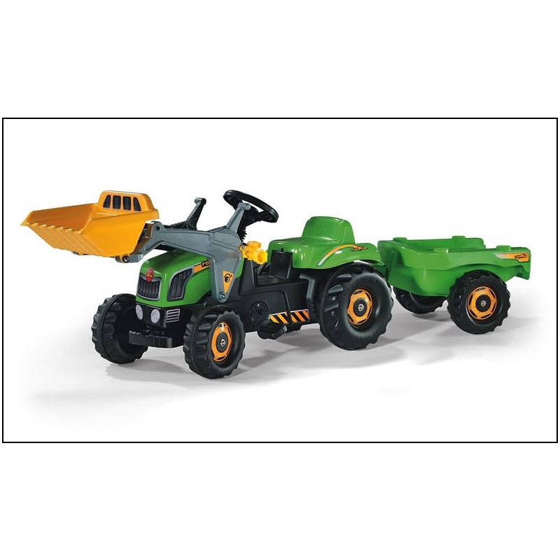 Rolly Toys 023134 rollyKid-X, grün,mit Frontlader und Anhänger