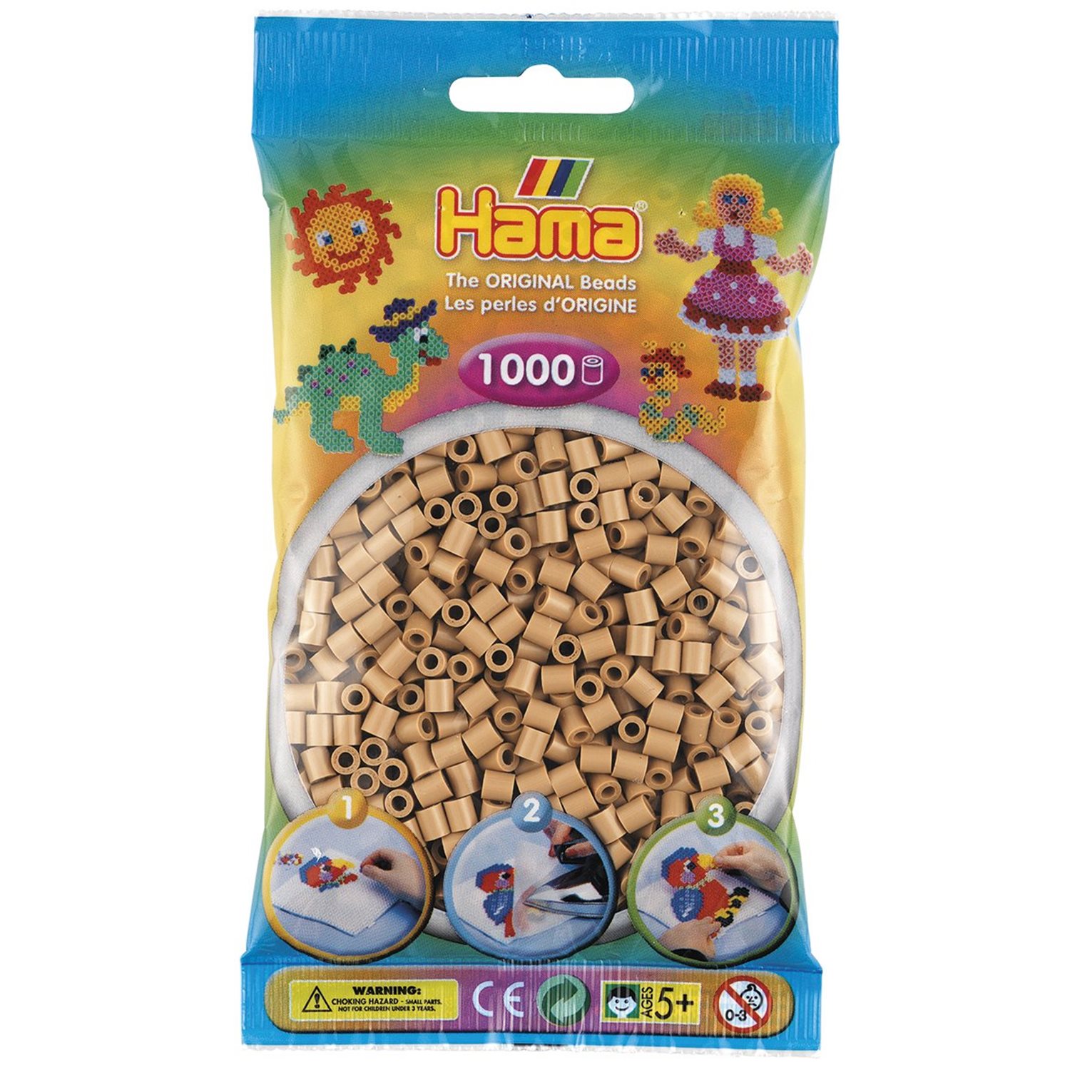 Hama 207-75 Perlenbeutel 1.000 Stück, Cappuccino, Midi