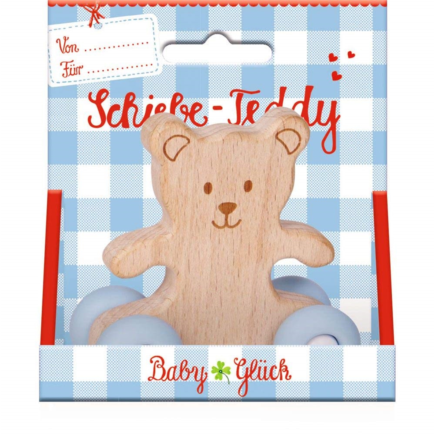 Coppenrath Verlag 15821 Schiebe-Teddy aus Holz BabyGlück, hellblau